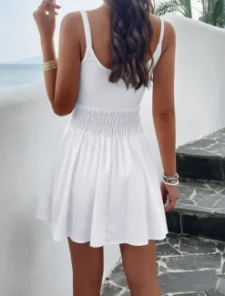Women's Mini Dress White Dress Graduation Dress Casual Dress Summer Dress Fashion Classic Modern Daily Beach Weekend Regular Fit Plain Sleeveless Spaghetti Strap White Royal Blue Green Summer Women White Dresses