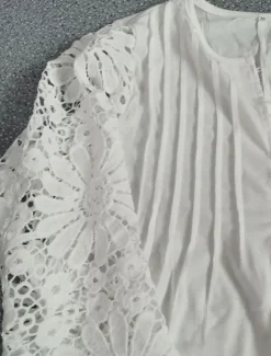 Sale Women's Mini Dress White Dress Casual Dress White Lace Wedding Dress Fashion Modern Mature Vacation Daily Holiday Regular Fit Plain Long Sleeve Crew Neck White Summer Spring Fall Autumn Women White Dresses