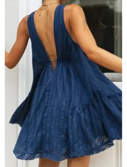 Best Women's Mini Dress White Dress Graduation Dress Fashion Graduation Going out Regular Fit Plain Sleeveless V Neck White Navy Blue Apricot Summer Women White Dresses