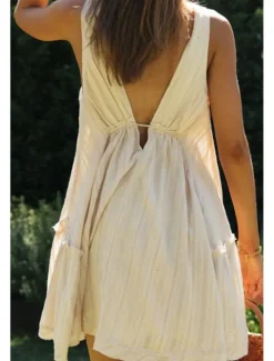 Best Women's Mini Dress White Dress Graduation Dress Fashion Graduation Going out Regular Fit Plain Sleeveless V Neck White Navy Blue Apricot Summer Women White Dresses