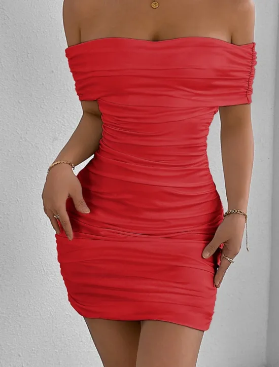 Hot Women's Mini Dress White Dress Graduation Dress Bodycon Fashion Outdoor Graduation Date Regular Fit Plain Short Sleeve Off Shoulder Black White Yellow Red Summer Women White Dresses