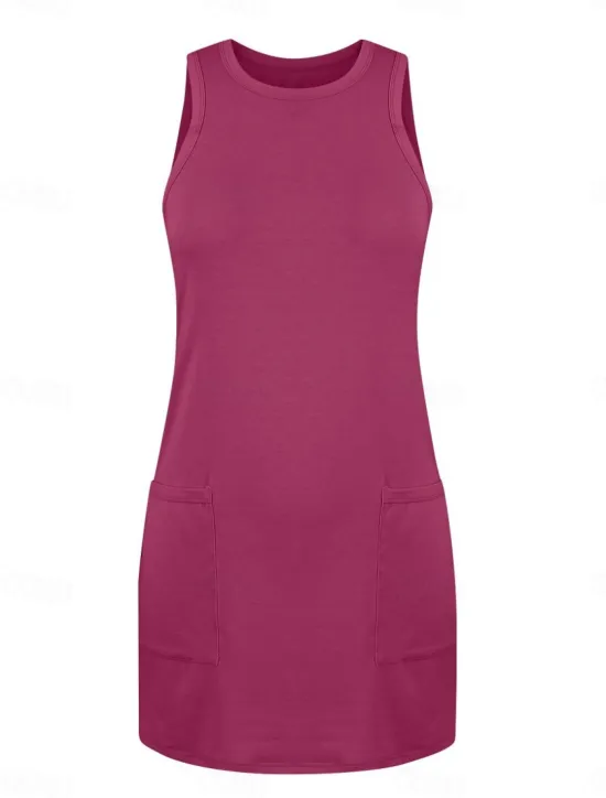 Online Women's Mini Dress White Dress Casual Dress Tank Dress Basic Casual Vacation Daily Regular Fit Plain Sleeveless Crew Neck Black White Fuchsia Gray Summer Women Sundresses