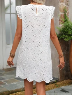 Online Women's Mini Dress Dress Casual Dress Elegant Stylish Casual Vacation Casual Daily Regular Fit Plain Sleeveless Crew Neck Summer Women White Dresses
