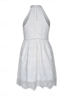 Women's Mini Dress Dress Casual Dress Boho Dress Basic Casual Vacation Daily Regular Fit Plain Sleeveless Halter Neck Summer Women White Dresses