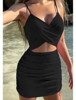Best Women's Mini Dress White Dress Graduation Dress Slip Dress Fashion Outdoor Birthday Graduation Regular Fit Plain Sleeveless Spaghetti Strap Black White Pink Royal Blue Summer Women White Dresses