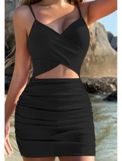 Best Women's Mini Dress White Dress Graduation Dress Slip Dress Fashion Outdoor Birthday Graduation Regular Fit Plain Sleeveless Spaghetti Strap Black White Pink Royal Blue Summer Women White Dresses