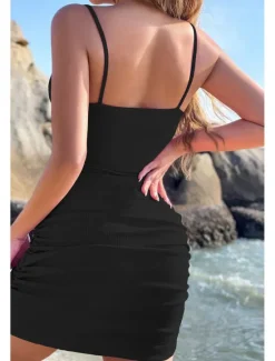 Best Women's Mini Dress White Dress Graduation Dress Slip Dress Fashion Outdoor Birthday Graduation Regular Fit Plain Sleeveless Spaghetti Strap Black White Pink Royal Blue Summer Women White Dresses
