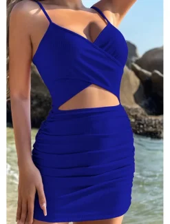 Best Women's Mini Dress White Dress Graduation Dress Slip Dress Fashion Outdoor Birthday Graduation Regular Fit Plain Sleeveless Spaghetti Strap Black White Pink Royal Blue Summer Women White Dresses