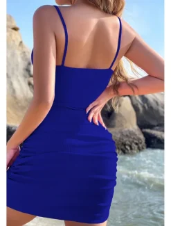 Best Women's Mini Dress White Dress Graduation Dress Slip Dress Fashion Outdoor Birthday Graduation Regular Fit Plain Sleeveless Spaghetti Strap Black White Pink Royal Blue Summer Women White Dresses