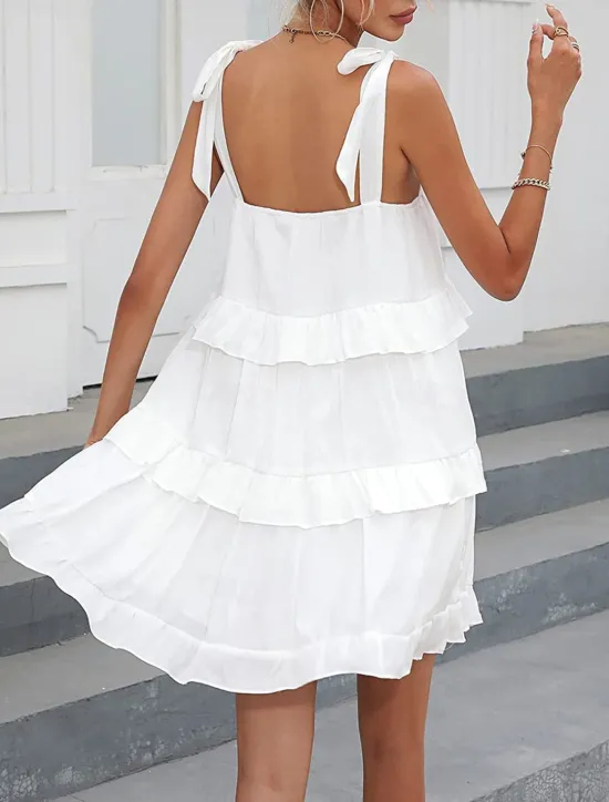 Best Women's Mini Dress White Dress Graduation Dress Casual Dress Summer Dress Streetwear Vacation Street Holiday Loose Fit Sleeveless Strap Black White Summer Women White Dresses