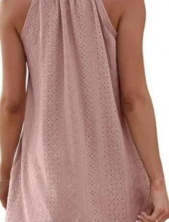 Best Women's Mini Dress White Dress Casual Dress Tank Dress Basic Casual Vacation Daily Regular Fit Plain Sleeveless Halter Neck Black White Pink Sky Blue Summer Women White Dresses