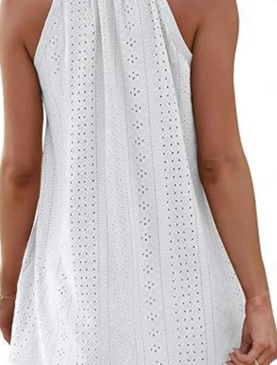 Best Women's Mini Dress White Dress Casual Dress Tank Dress Basic Casual Vacation Daily Regular Fit Plain Sleeveless Halter Neck Black White Pink Sky Blue Summer Women White Dresses