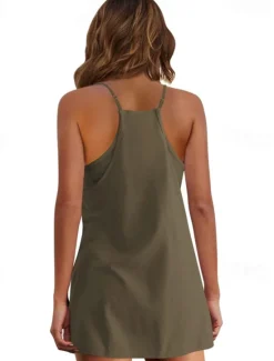 Hot Women's Mini Dress White Dress Graduation Dress Casual Dress Slip Dress Stylish Casual Vacation Daily Date Regular Fit Plain Sleeveless Crew Neck Black White Army Green Summer Spring Women White Dresses