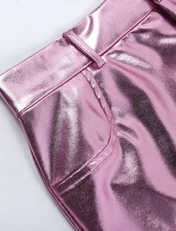 Clearance Women's Mini Skirt Sexy Mini Mid Waist Skirts Solid Colored Micro-elastic Party Evening Wear Date Night Outfits Silver Rose Red Summer Polyester Women Skirts
