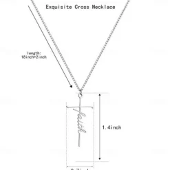 Women's Necklace Faith Cross Jesus Stainless Steel Pendant Necklace Gold Silver Cross Necklace for Dainty Women Letters Decoration Jewelry Faith Grace Love Women Trendy Jewelry