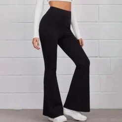 Best Women's Normal Bootcut Flare Flared Pants Fashion Full Length High Waist Plain Wide Leg Comfort Micro-elastic Casual Weekend Black Yellow Red Blue Summer Spring & Fall Regular Fit Women Pants