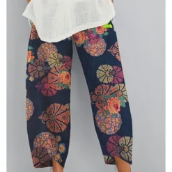 Women's Normal Chinos Slacks Pants Trousers Hawaiian Ethnic Style Ankle-Length Mid Waist Graphic Prints Flower / Floral Elastic Waist Sporty Baggy Comfort Micro-elastic Casual Daily Yellow Red Navy Women Pants