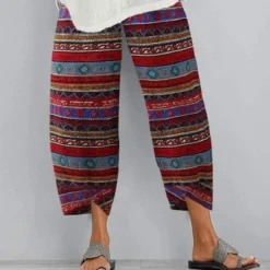 New Women's Normal Cotton Linen Pants Chinos Slacks Basic Casual / Sporty Ankle-Length Mid Waist Graphic Prints Dandelion Pocket Baggy Print Comfort Inelastic Daily Weekend Gray Green Black Red Blue Women Pants