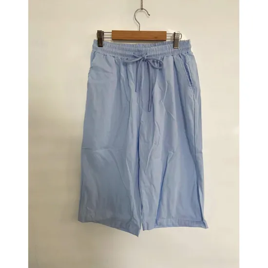 Clearance Women's Normal Cotton Linen Pants Chinos Casual Daily Knee Length Natural Solid Colored Pocket Drawstring Elastic Waist Breathability Comfortable Inelastic Vacation Casual Daily Navy-blue milk white Women Pants