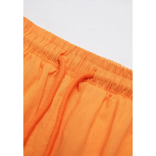 Clearance Women's Normal Cotton Linen Pants Chinos Casual Daily Knee Length Natural Solid Colored Pocket Drawstring Elastic Waist Breathability Comfortable Inelastic Vacation Casual Daily Navy-blue milk white Women Pants