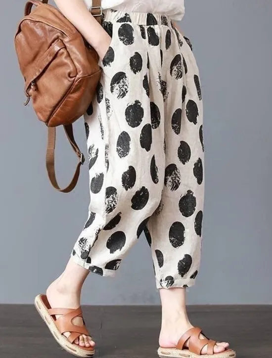 Sale Women's Normal Cotton Linen Pants Chinos Pants Trousers Fashion Ankle-Length Mid Waist Plain Side Pockets Baggy Comfort Micro-elastic Work Casual Weekend Black-White Black+Grey Black White Summer Women Pants