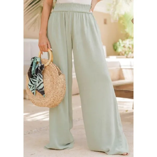 Women's Normal Culottes Wide Leg Wide Leg Cotton Linen Pants Fashion Full Length Mid Waist Solid Color Elastic Waist Wide Leg Baggy Comfort Micro-elastic Casual Weekend Black White Orange Women Pants