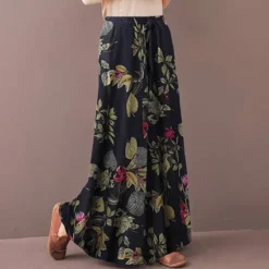 Hot Women's Normal Culottes Wide Leg Wide Leg Pants Trousers Fashion Full Length Mid Waist Flower / Floral Side Pockets Baggy High Cut Comfort Inelastic Casual Weekend Yellow Red Deep Blue Summer Spring Women Pants
