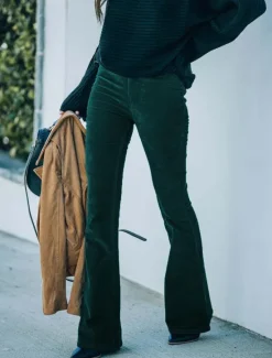 Discount Women's Normal Dress Pants Bootcut Pants Trousers Fashion Full Length Medium Waist Plain Vintage Style Classic Basic Outdoor Micro-elastic Casual Weekend claret Black Pink Green Regular Fit Women Pants