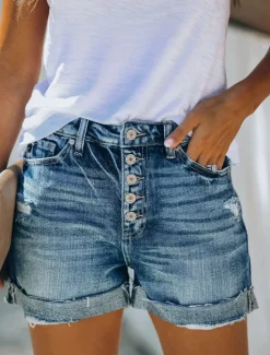 Best Women's Normal Jeans Casual Daily Short High Waist Solid Color Patchwork Comfy Breathability Soft Micro-elastic Outdoor Street Summer Regular Fit Women Jeans|Shorts