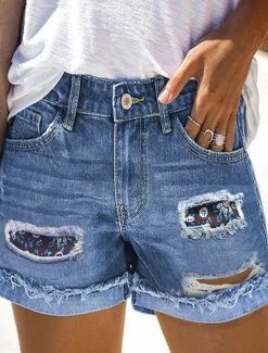 Women's Normal Jeans Streetwear Casual Daily Short Medium Waist Graphic Zipper Pocket Quick Dry Breathability Micro-elastic Outdoor Office / Career White Blue Summer Regular Fit Women Jeans|Shorts