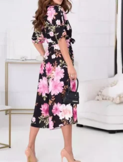 Hot Women's Normal Jumpsuit Active Floral Half Sleeve V Neck High Waist Vacation Daily Regular Fit Summer Women Spring Dresses|Jumpsuits