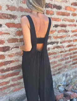 Online Women's Normal Jumpsuit Active Solid Color Sleeveless U Neck Buttons Pocket Vacation Daily Regular Fit Black White Blue Summer Women Jumpsuits