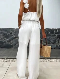 Best Women's Normal Jumpsuit Active Solid Color Sleeveless V Neck Pocket Vacation Daily Regular Fit Black White Red Summer Women Jumpsuits