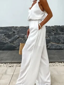 Best Women's Normal Jumpsuit Active Solid Color Sleeveless V Neck Pocket Vacation Daily Regular Fit Black White Red Summer Women Jumpsuits