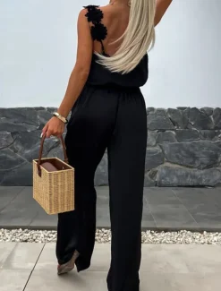 Best Women's Normal Jumpsuit Active Solid Color Sleeveless V Neck Pocket Vacation Daily Regular Fit Black White Red Summer Women Jumpsuits