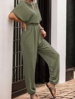 Hot Women's Normal Jumpsuit Active Solid Color Sleeveless V Neck High Waist Vacation Daily Regular Fit Black Wine Blue Summer Women Jumpsuits