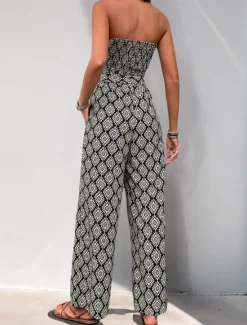 Women's Normal Jumpsuit Active Solid Color Sleeveless Strapless Pocket High Waist Vacation Daily Regular Fit Summer Women Jumpsuits