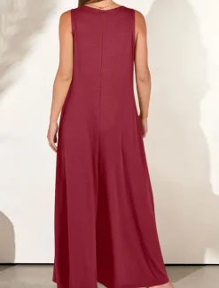 Women's Normal Jumpsuit Active Solid Color Sleeveless V Neck High Waist Vacation Street Loose Fit Red Green Summer Women Jumpsuits