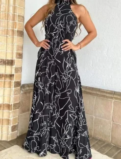 Sale Women's Normal Jumpsuit Elegant Striped Sleeveless Stand Collar Pocket Print Wedding Party Regular Fit Black White Yellow Summer Women Jumpsuits