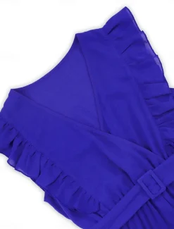 Hot Women's Normal Jumpsuit Elegant Solid Color Sleeveless V Neck Ruffle High Waist Street Daily Regular Fit Black White Blue Summer Women Jumpsuits