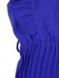 Hot Women's Normal Jumpsuit Elegant Solid Color Sleeveless V Neck Ruffle High Waist Street Daily Regular Fit Black White Blue Summer Women Jumpsuits