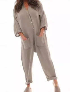 Hot Women's Normal Jumpsuit Fashion Streetwear Full Length Solid Color Patchwork Quick Dry Breathability Micro-elastic Black Blue Gray Spring & Fall Regular Fit Women Jumpsuits