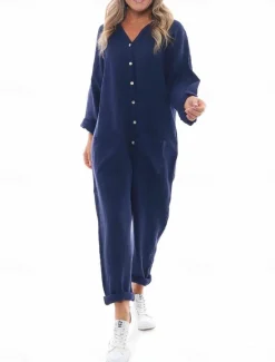 Hot Women's Normal Jumpsuit Fashion Streetwear Full Length Solid Color Patchwork Quick Dry Breathability Micro-elastic Black Blue Gray Spring & Fall Regular Fit Women Jumpsuits