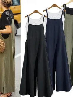 Clearance Women's Normal Jumpsuit Streetwear Solid Color Sleeveless Square Neck Backless Street Daily Regular Fit Black White Army Green Summer Women Jumpsuits