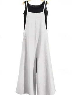 Clearance Women's Normal Jumpsuit Streetwear Solid Color Sleeveless Square Neck Backless Street Daily Regular Fit Black White Army Green Summer Women Jumpsuits