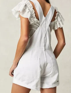 Clearance Women's Normal Jumpsuit Streetwear Solid Color Sleeveless Square Neck Pocket Street Daily Regular Fit Black White Red Summer Women Overalls