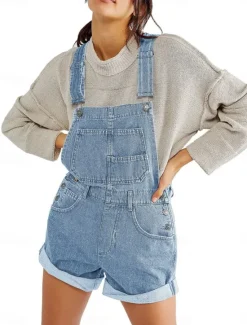 Clearance Women's Normal Jumpsuit Streetwear Solid Color Sleeveless Square Neck Pocket Street Daily Regular Fit Black White Red Summer Women Overalls