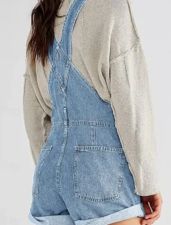 Clearance Women's Normal Jumpsuit Streetwear Solid Color Sleeveless Square Neck Pocket Street Daily Regular Fit Black White Red Summer Women Overalls