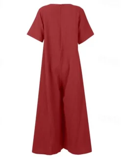 Sale Women's Normal Jumpsuit Streetwear Solid Color Short Sleeve Square Neck Street Going out Regular Fit Yellow Wine Army Green Summer Women Jumpsuits