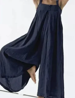 Online Women's Normal Jumpsuit Streetwear Solid Color Sleeveless Square Neck Backless Street Daily Regular Fit Pink Royal Blue Khaki Summer Women Jumpsuits
